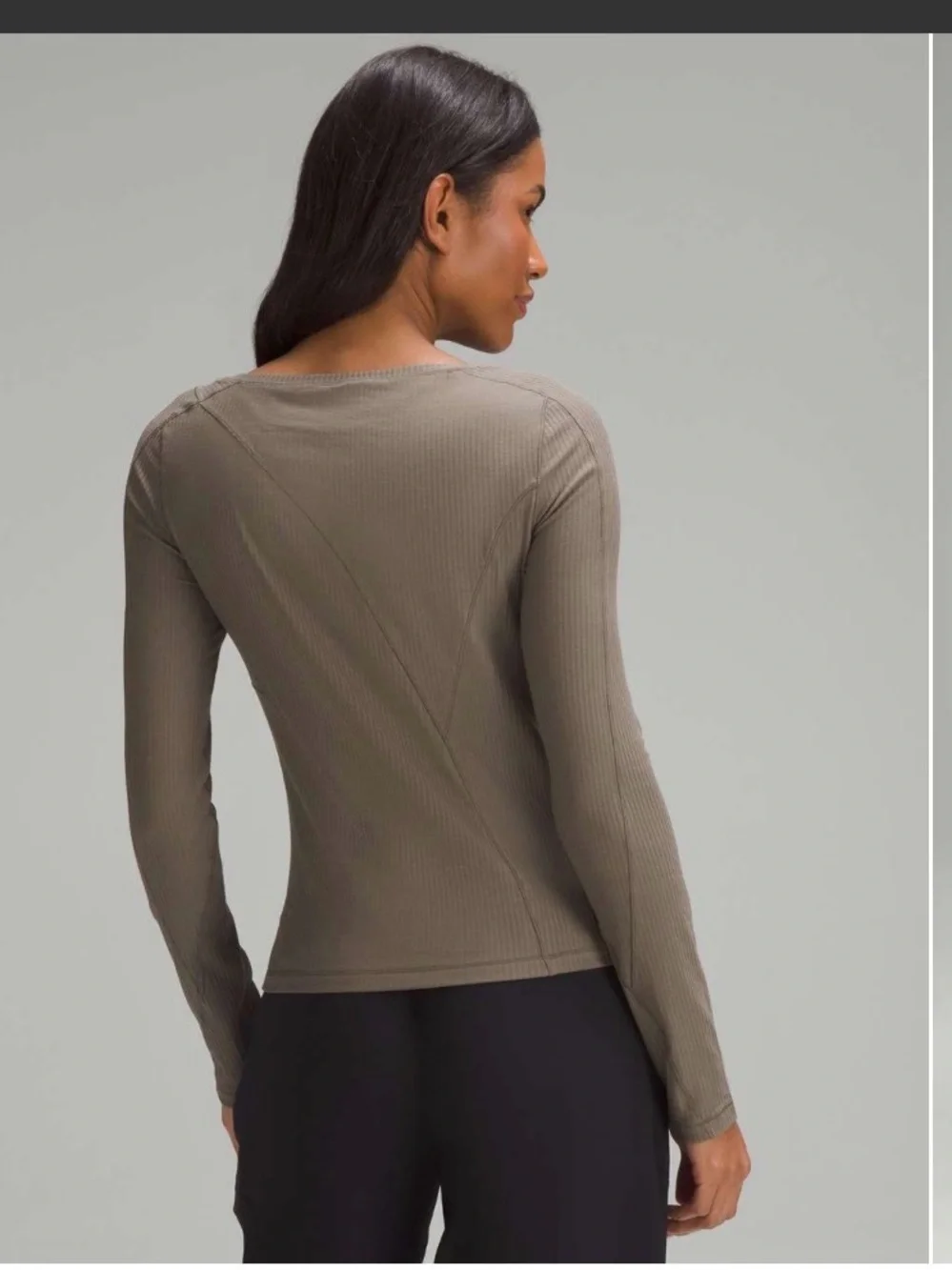 lululemon athletica Olive Ribbed Scoop Neck Top